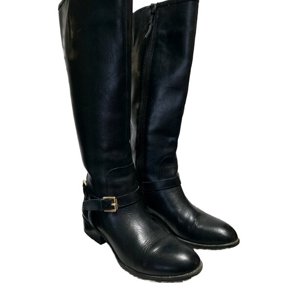 Lauren Ralph Lauren Shoes - EUC LAUREN RALPH LAUREN MARION BLACK LEATHER ZIP UP WIDE CALF RIDING BOOTS 5.5B